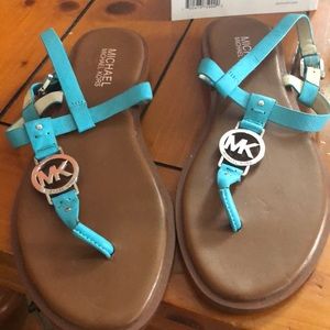 Brand new never worn blue mk sandals